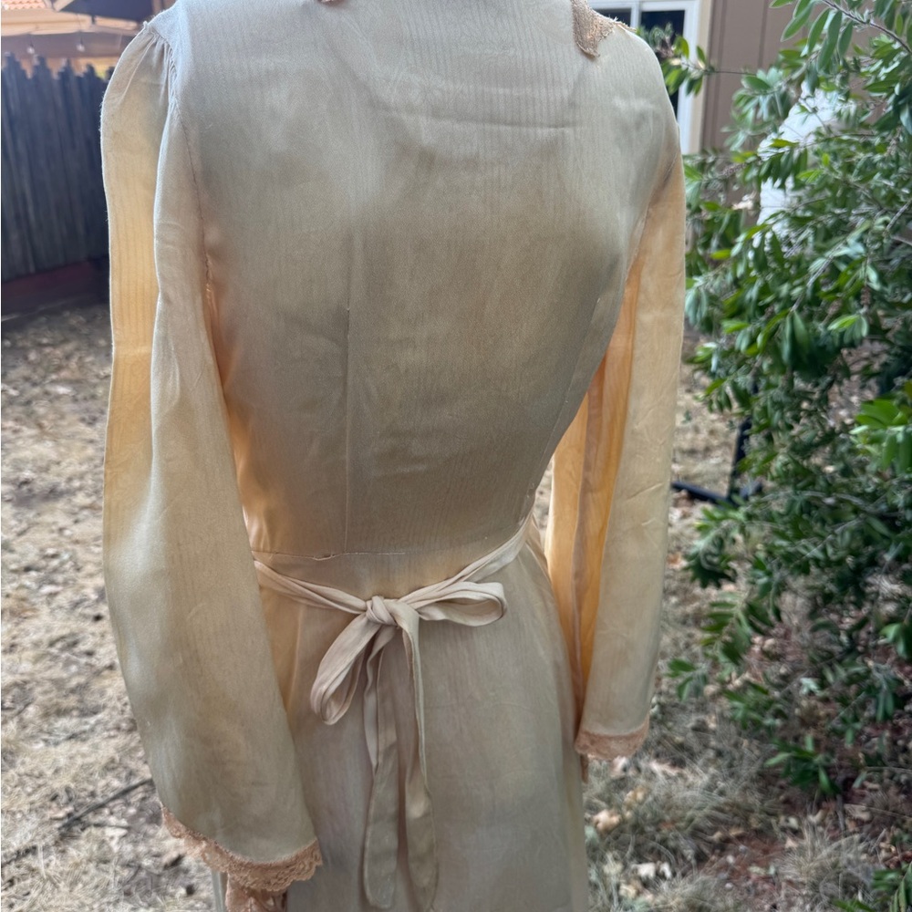 Antique Malibu Cream Satin Fabric Wrap dress or nightgown - Picture 3 of 6